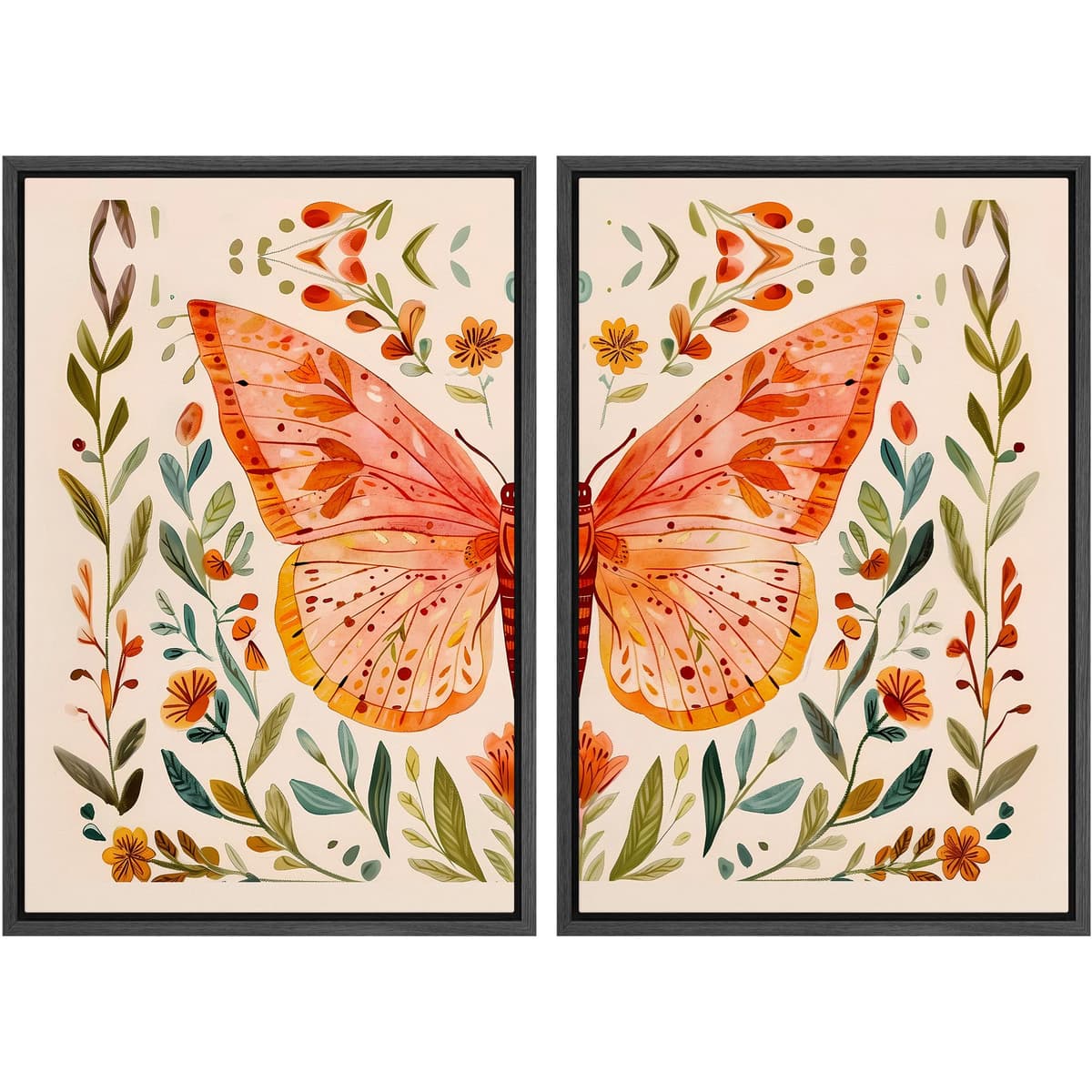 SIGNFORD Framed Canvas Print Wall Art Set Soft Hydrangea Pair Light Blue Florals with Green Leaves Illustration Modern Art Decorative Nordic Nature for Living Room, Bedroom, Office - 24"x36"x2 White — view 126