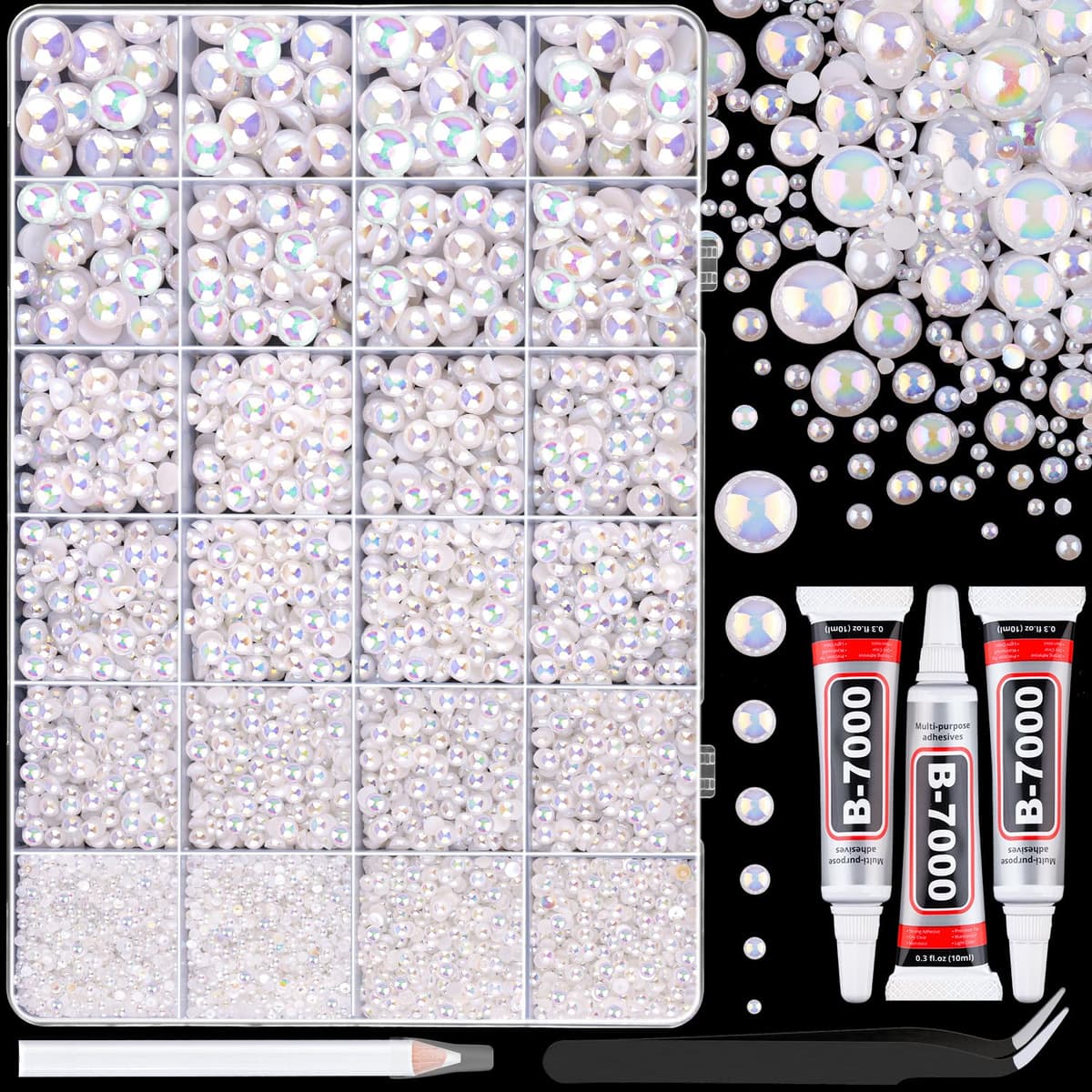 Resin Jelly Rhinestones for Crafting with B7000 Jewelry Glue, 2 Boxes Gold Flatback Crystals with 2Pcs 10ml Glue, Bedazzling Non Hotfix Gems for DIY Tumblers Clothing Shoes Manicure — view 21