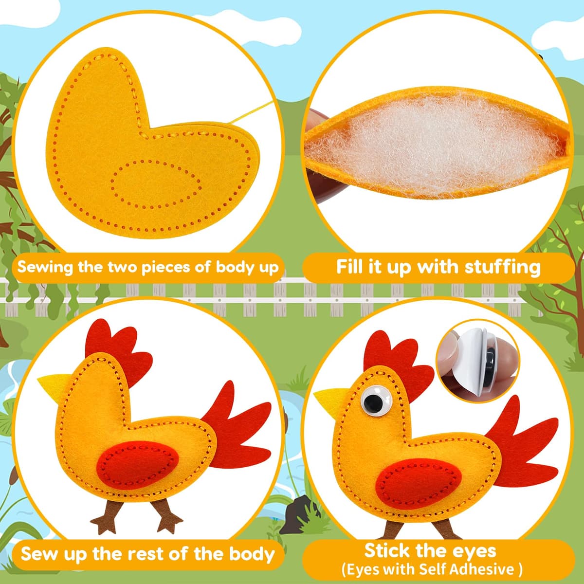 OKOOKO Animal Sewing Craft Kit, DIY Crafting and Sewing Set for Kids, Plush Craft, Art Craft Kits, Fun and Educational Craft Set, Sew Your Own Felt Animals Craft Kit — view 3