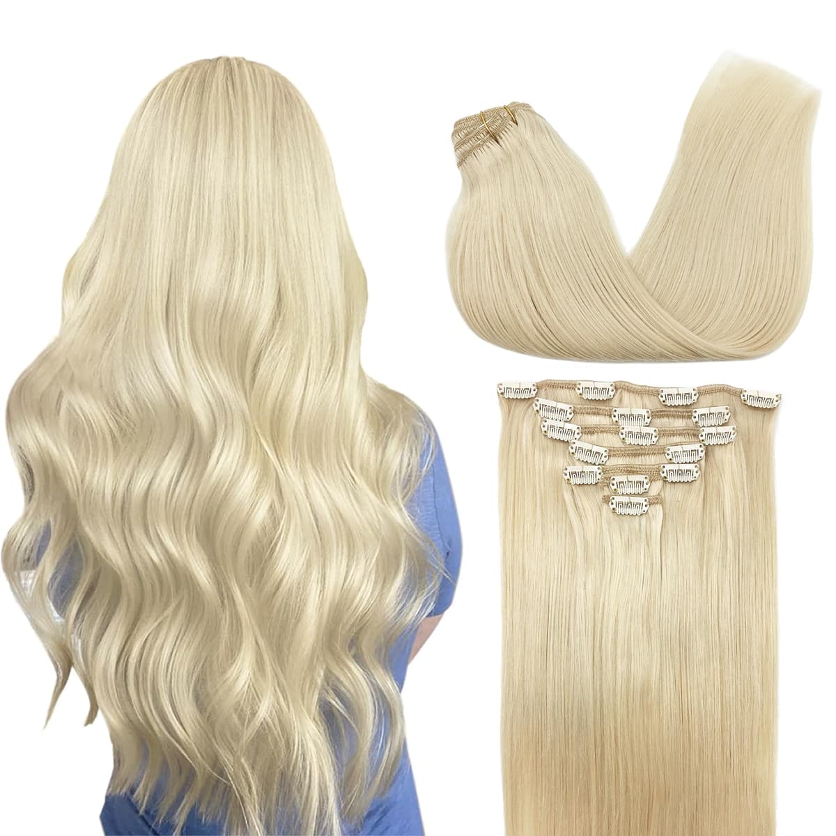 GOO GOO Clip in Hair Extensions Human Hair, 18inch 150g 9Pcs, #2 Dark Brown, Hair extensions for women, Human Hair Extensions Clip in — view 19