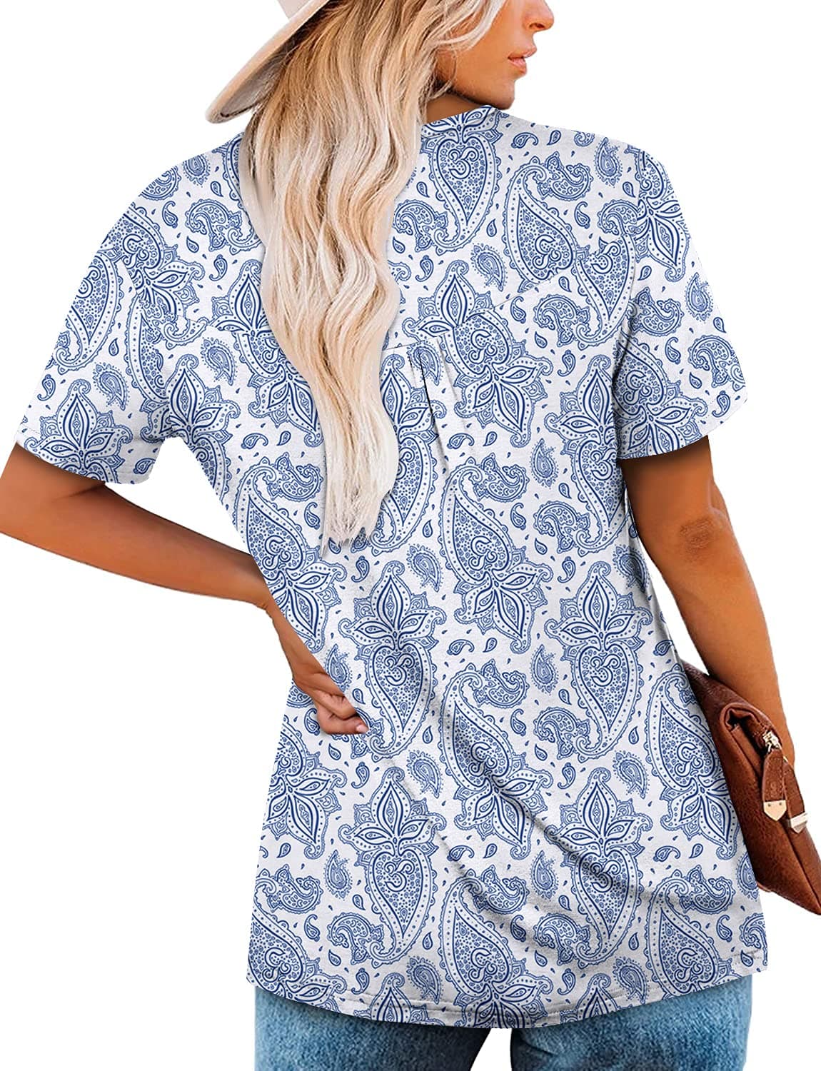 KISSMODA Ladies Pleated Tunic Tops for Women Buttons up Long Sleeve Shirts Floral Print — view 4