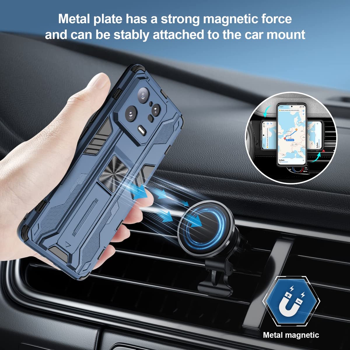 Funda para CMF Phone 2 Pro, Carcasa Antigolpes con Soporte anular metálico, Case Protectora de Grado Militar, Negro — view 1033