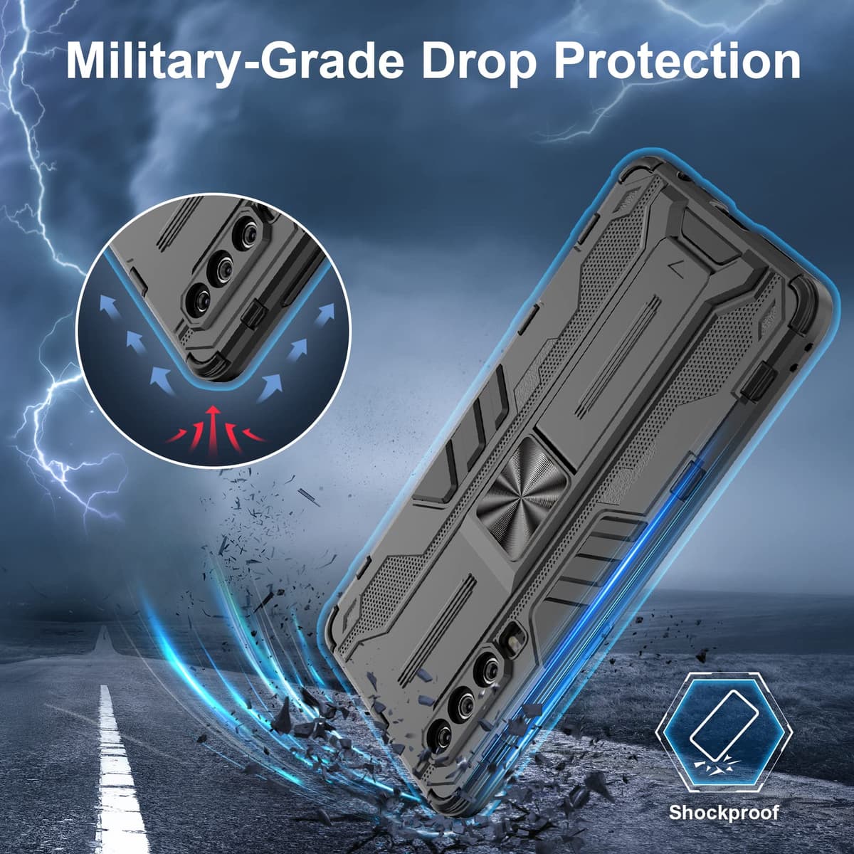 Funda para CMF Phone 2 Pro, Carcasa Antigolpes con Soporte anular metálico, Case Protectora de Grado Militar, Negro — view 1277