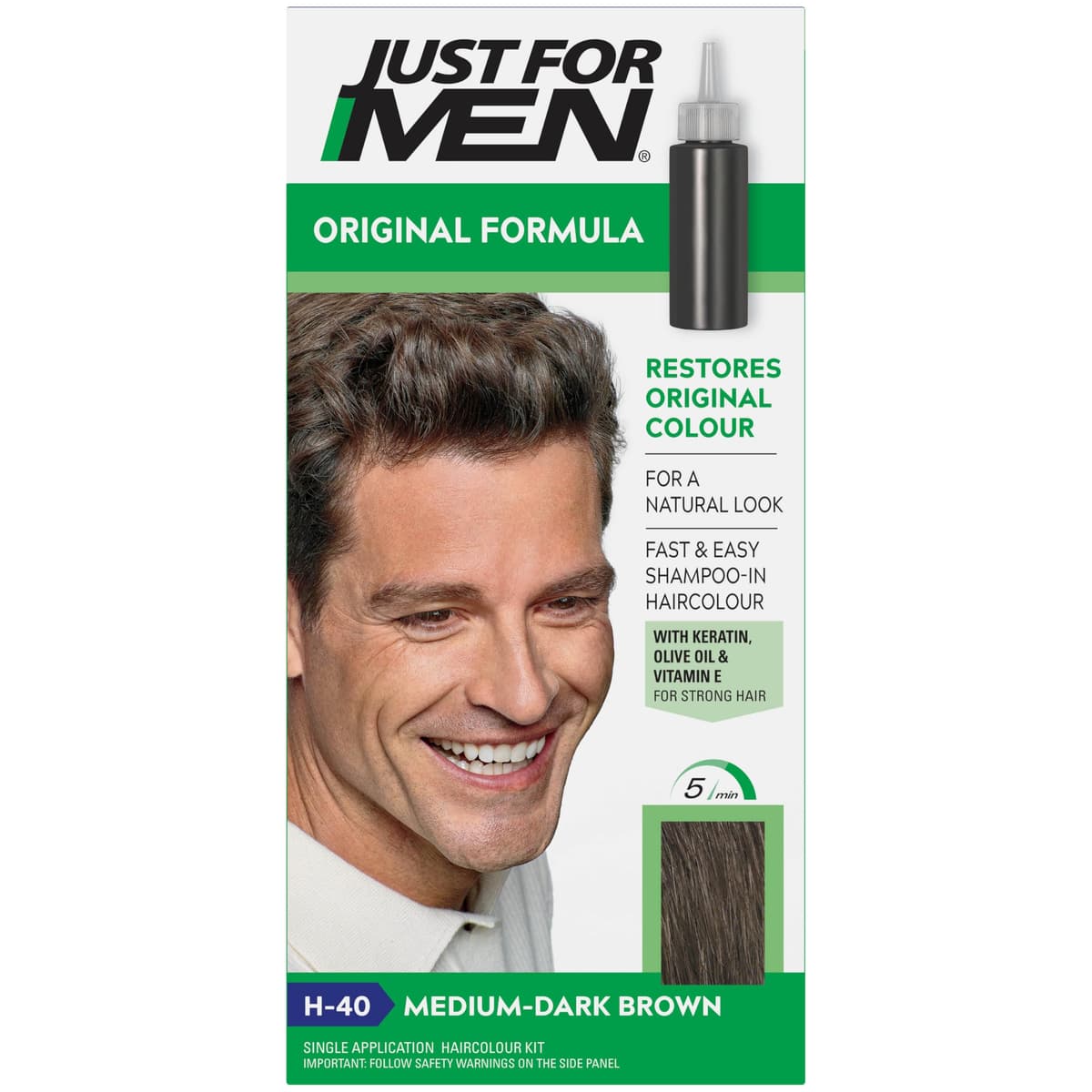 Just for men Original Formula Dark Brown Black Hair Dye, Restores Original Colour for a Natural Look H45 — view 6