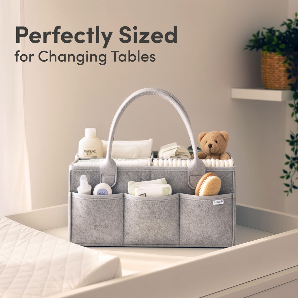 PUTSKA Nursery Storage Basket - Baby Nappy Caddy Organizer for Nappy Station, Newborn Essentials, Baby Shower Gifts and Registry Must-Haves for Boy or Girl — view 3
