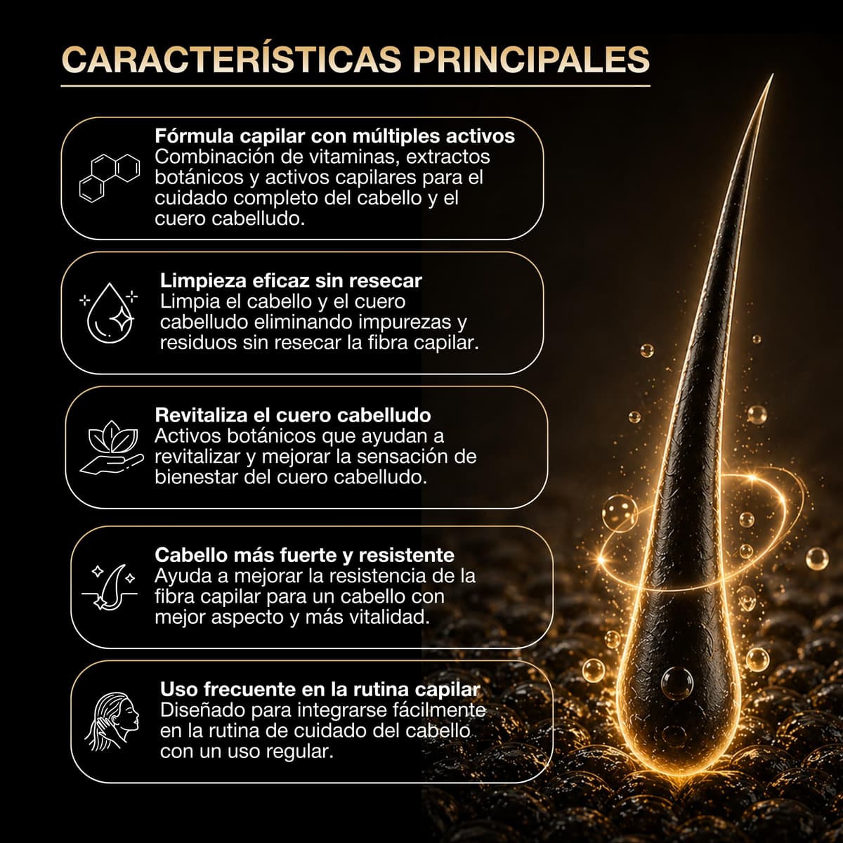 Champu Anticaida Hombre y Mujer 400ml | Formula Completa de Champu Cafeina + Biotina + Ginseng + Vitaminas Para el Pelo | Estimula el Crecimiento, Fortalece la Raíz | Sin Sulfatos | Uso Diario — view 4