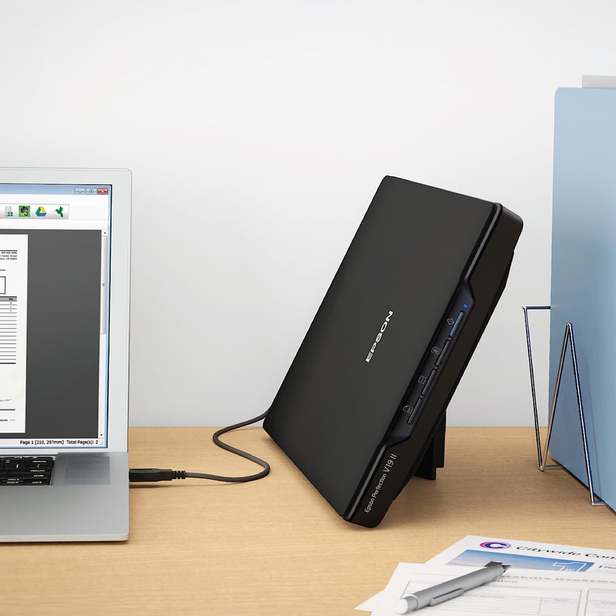 Epson Perfection V19 II Color Photo and Document Flatbed Scanner with 4800 dpi Optical Resolution, USB Power and High-Rise, Removable Lid — view 5