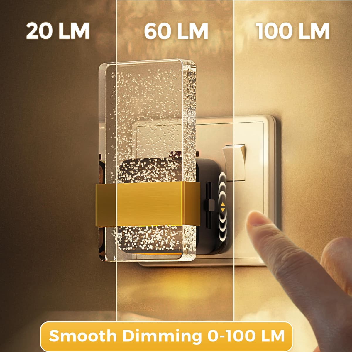 LOHAS-LED Night Light Plug in Wall, Night Light with Dusk-to-Dawn Sensor, 0-100LM Dimmable, Warm White 3000K, Modern Nightlight Plug in Wall for Hallway, Bathroom, Stairway — view 4