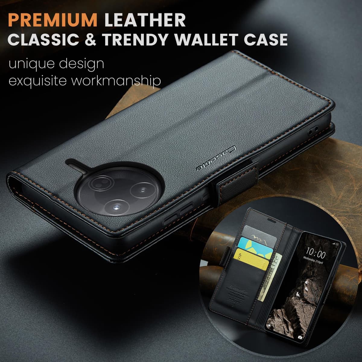 Funda para Xiaomi Poco F7 Pro, Funda de Cierre Magnético, Cartera de Cuero PU con [Bloqueo RFID], Soporte, Ranura para Tarjetas, Carcasa de Libro, Case para Xiaomi Poco F7 Pro, Negro — view 7