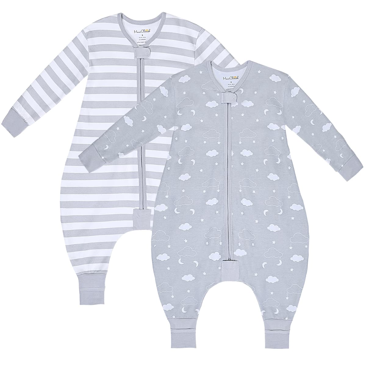 Mama Cheetah Toddler Sleep Sack with Feet, Long Sleeve 0.5 TOG Organic Cotton Baby Sleeping Bag with Legs, Wearable Blanket for Walkers with 2-Way Zipper, Toddler Blanket for Girls Boys 2T, 2-Pack