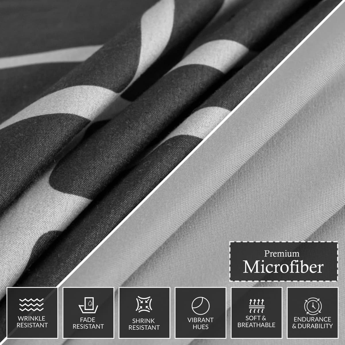 Pamposh 3 Pcs Single Duvet Cover Set with Matching Black Single Fitted Sheet 40 cm Extra Deep Pocket - UltraSoft Breathable Premium Microfibre Reversible Quilt Cover Bedding Set For All Seasons — view 41