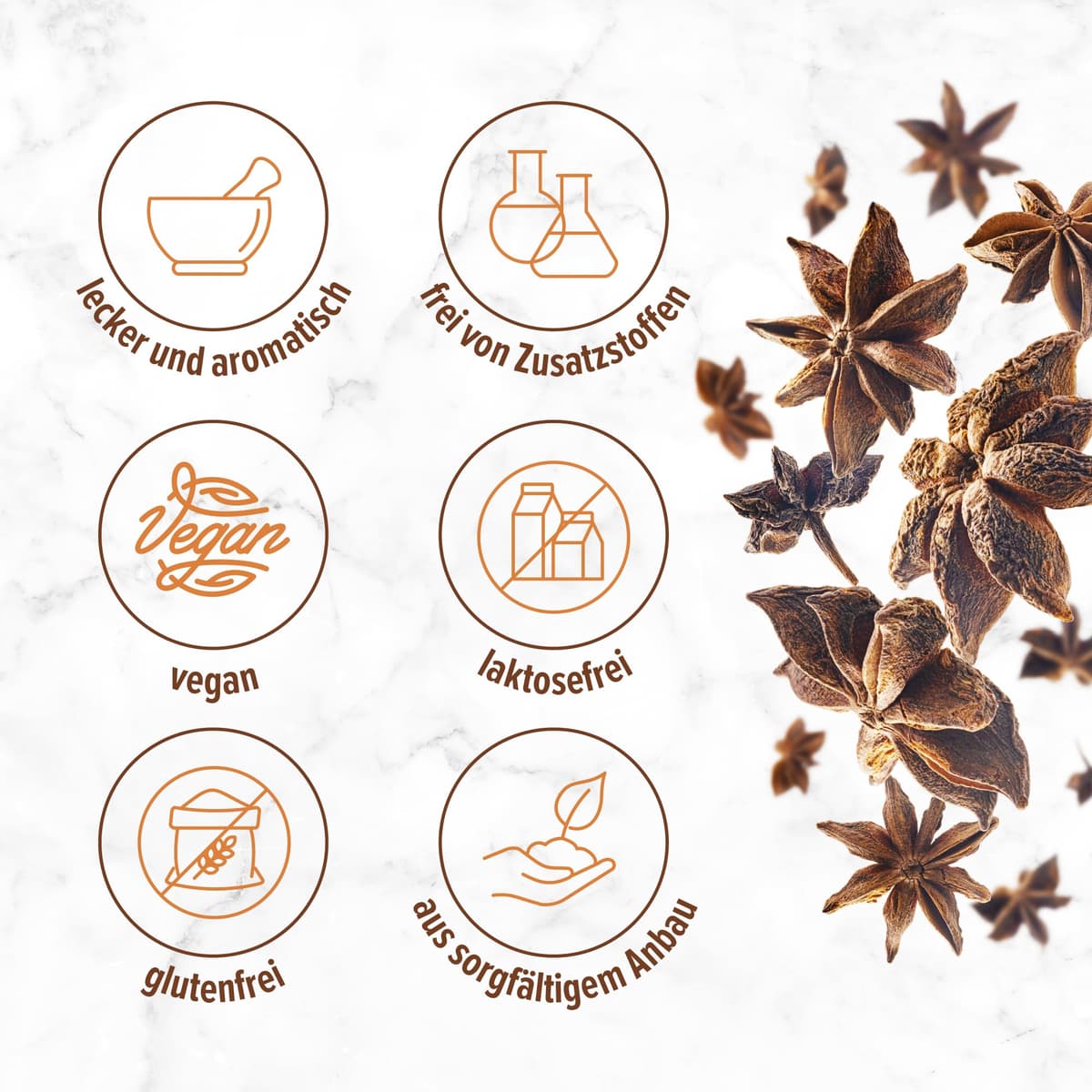 Monte Nativo Star Anise (250g) - Whole Star Anise - Whole Anise Stars - Decorative Star Anise - Spices for Mulled Wine, Cocktails and Chai — view 2