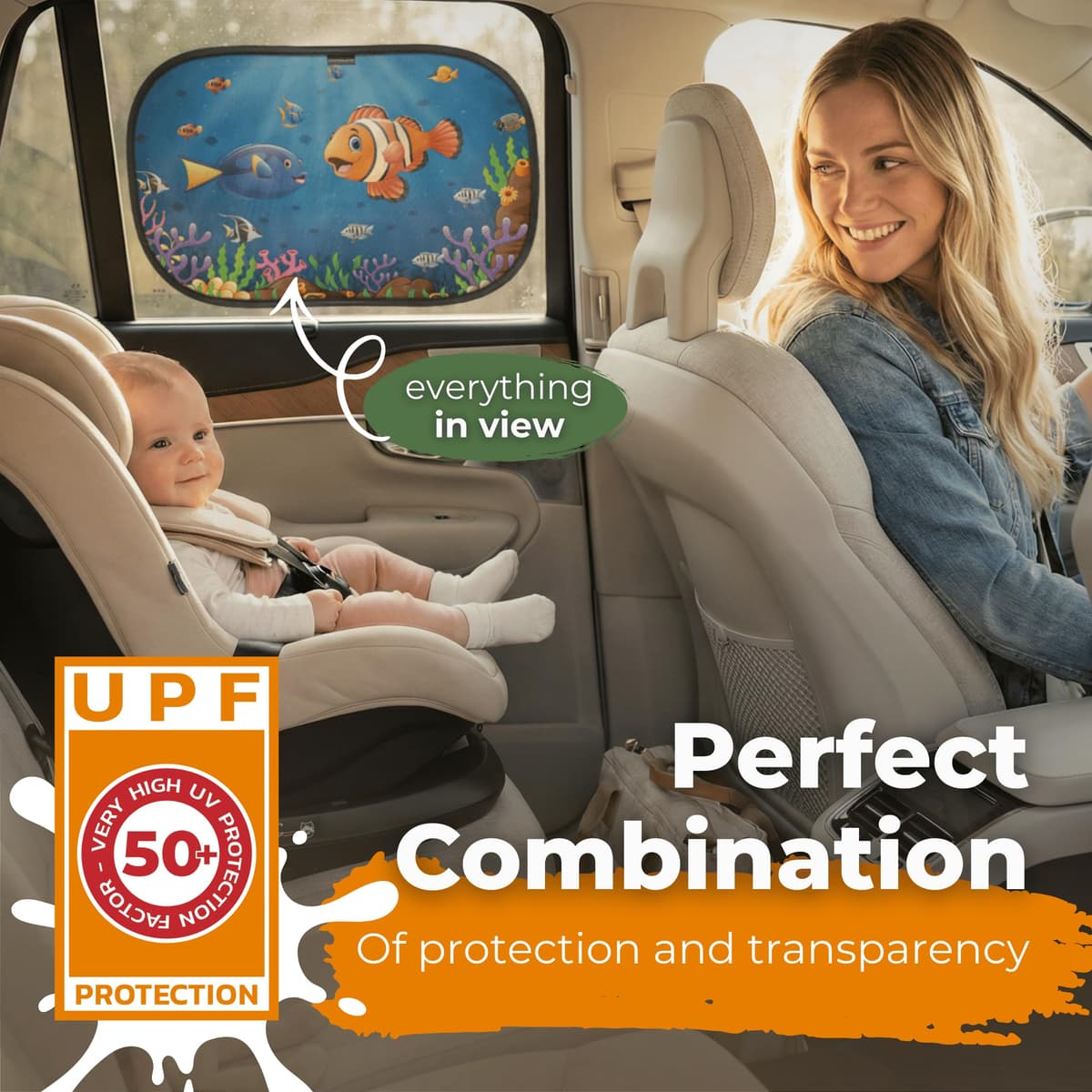 CARAMAZ Car Window Shade for Baby with Certified UV-Protection 2 Pack - 20"x12" — view 3