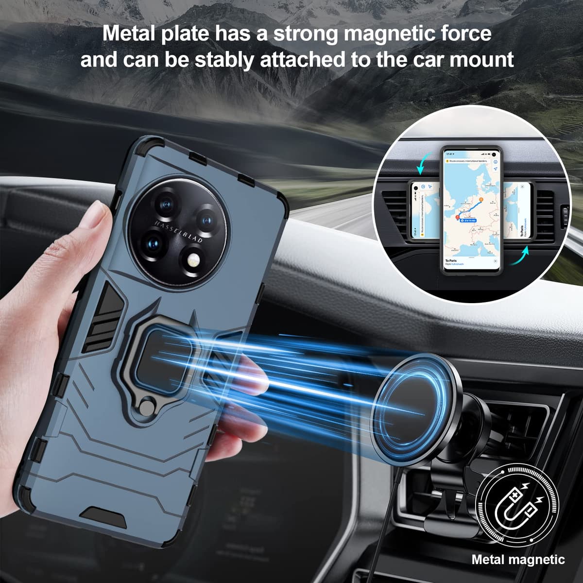 Funda para CMF Phone 2 Pro, Carcasa Antigolpes con Soporte anular metálico, Case Protectora de Grado Militar, Negro — view 1550