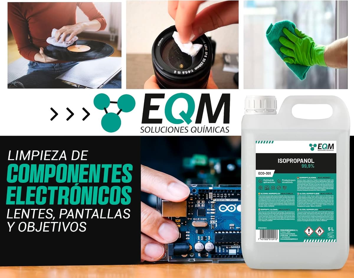 EQM - ECO-301 - Alcohol Isopropílico 99,9% - 10L - Isopropanol - Limpieza componentes electrónicos, objetivos y pantallas - L — view 2