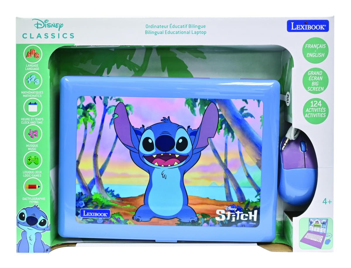 Lexibook, Disney Stitch, Ordenador Educativo bilingüe en inglés/español, 124 Actividades de lenguaje, Escritura, matemáticas, lógica, música y Juegos, para niños y niñas, JC598Di2 — view 6