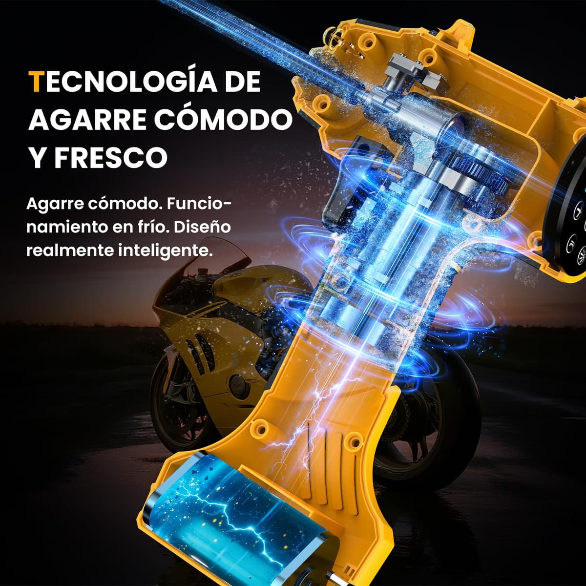 Ipflin Inflador Ruedas Coche 150PSI - 22L/min Compresor Aire Portátil Recargable, Inflador Eléctrico Inalámbrico con Pantalla Digital y Luz LED, 4 Modos Preestablecidos para Coche/Bicicleta/Moto/Balón — view 5