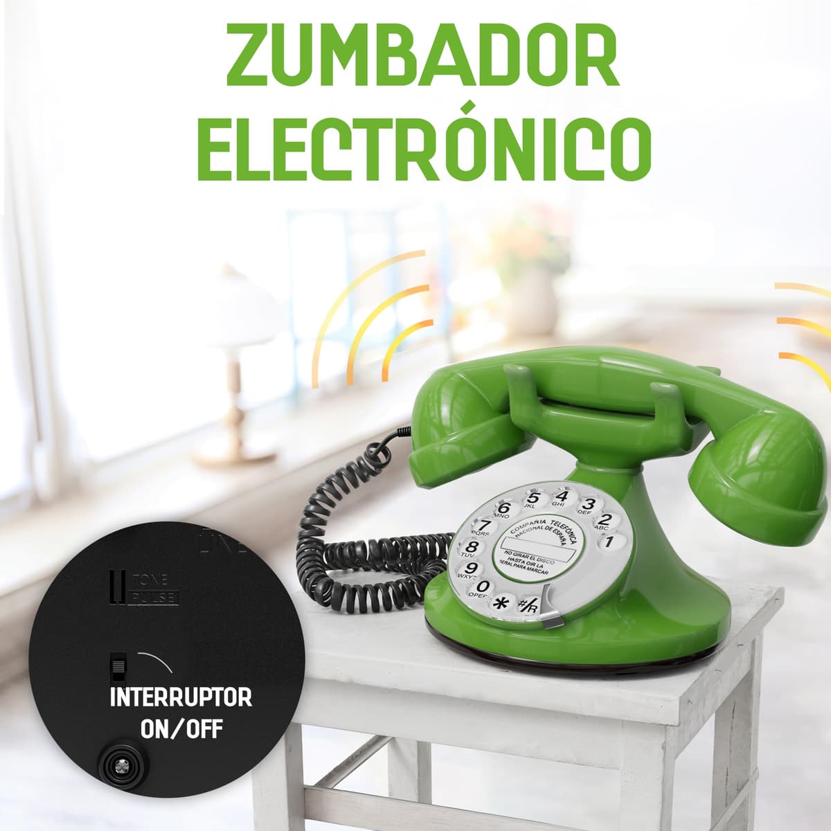 Opis FunkyFon Cable: El Teléfono Fijo Retro Vintage, un Teléfono Antiguo y Clásico para tu Casa Verde — view 4