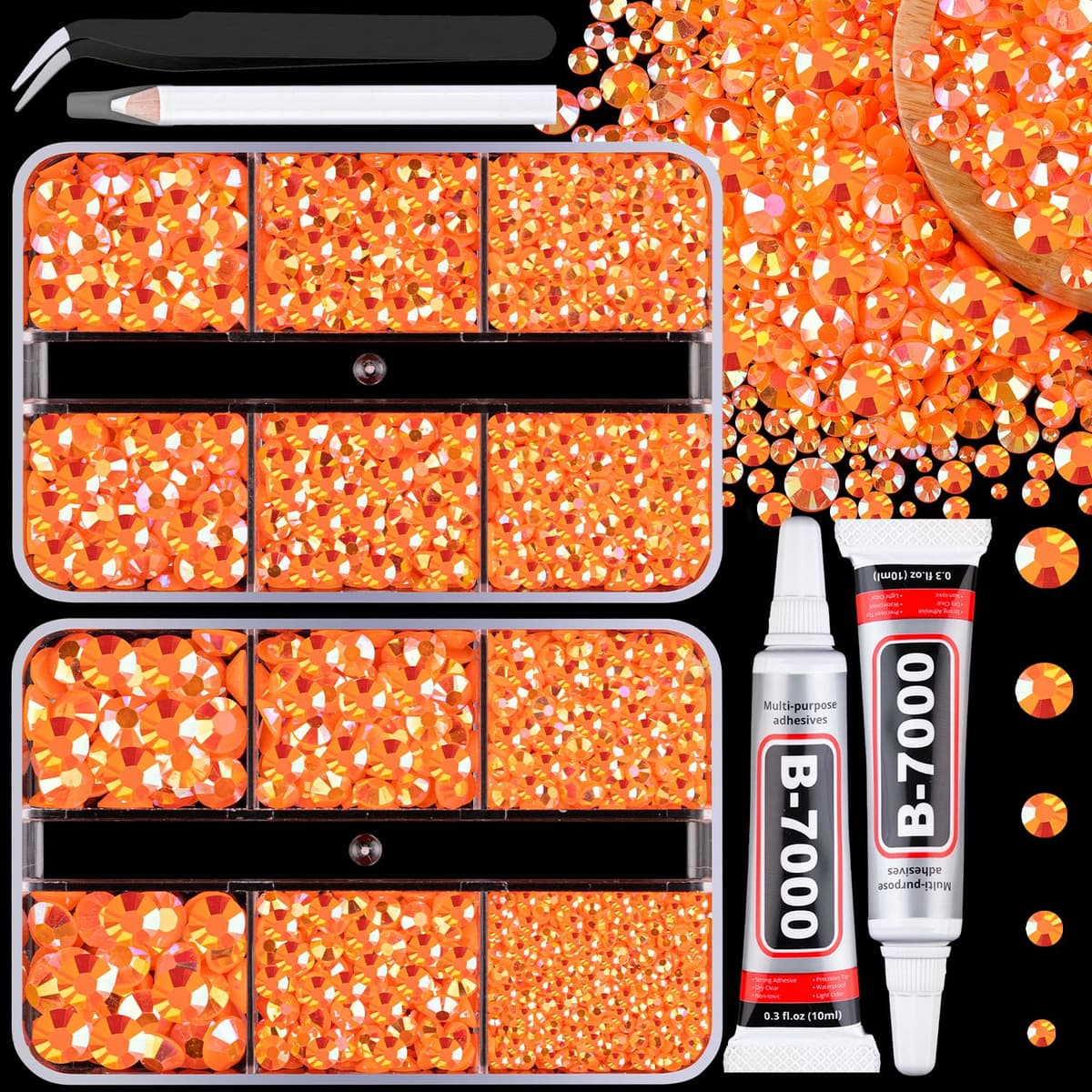 Resin Jelly Rhinestones for Crafting with B7000 Jewelry Glue, 2 Boxes Gold Flatback Crystals with 2Pcs 10ml Glue, Bedazzling Non Hotfix Gems for DIY Tumblers Clothing Shoes Manicure — view 33