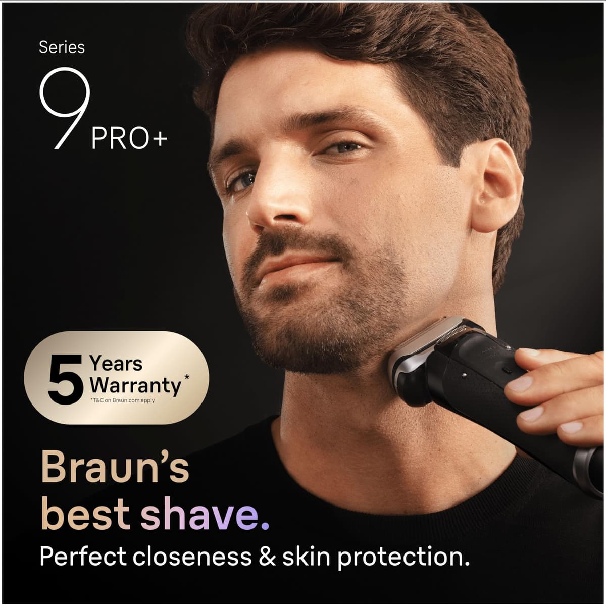 Braun Series 9 PRO+ Electric Shaver, 5 Plus 1 Ultra Thin Precision Blades, Pro SensoAdapt, Up to 60 min, Charging Stand, Wet & Dry Foil Razor for Men, 9610SI, Black — view 2