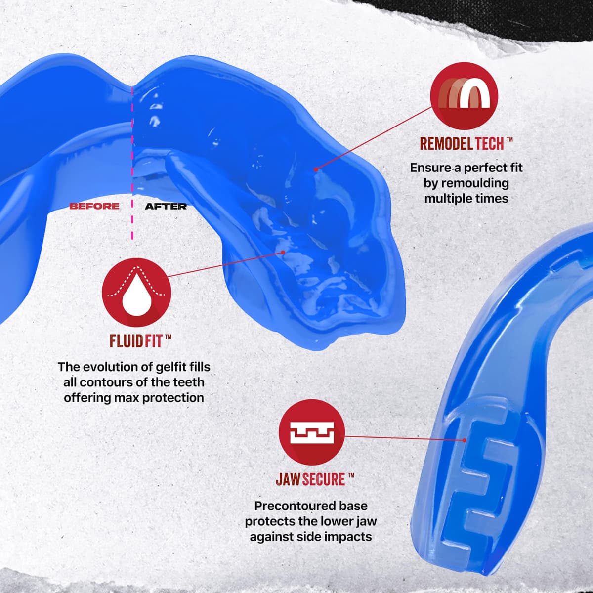 SAFEJAWZ Elements Protector bucal adultos y niños para todos los deportes de contacto, incluidos rugby, MMA, artes marciales de kickboxing y boxeo (Ice, Júnior (Hasta 11 Años)) — view 3