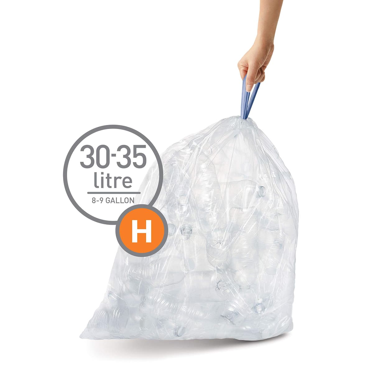 simplehuman CW0258 3 x paquete de 20 bolsas de basura a medida (60 bolsas), código H, plástico blanco — view 8