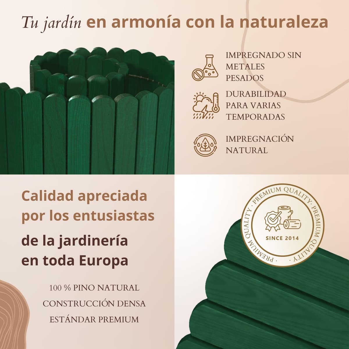 Floranica bordura para jardín 20 x 200 cm Verde Borde césped Valla de jardín Valla de Madera bordura Flexible en Rollo — view 2