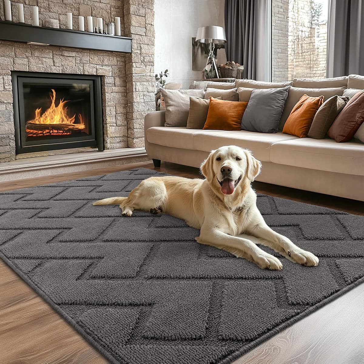 Biscpro Door Mats Indoor,Dirt Trapper Mat Absorbent Non-Slip Low Profile Doormat for Entrance,Inside, Kitchen,Front Door Mat Washable for Pets and Dogs— 50x80cm,Grey — view 11