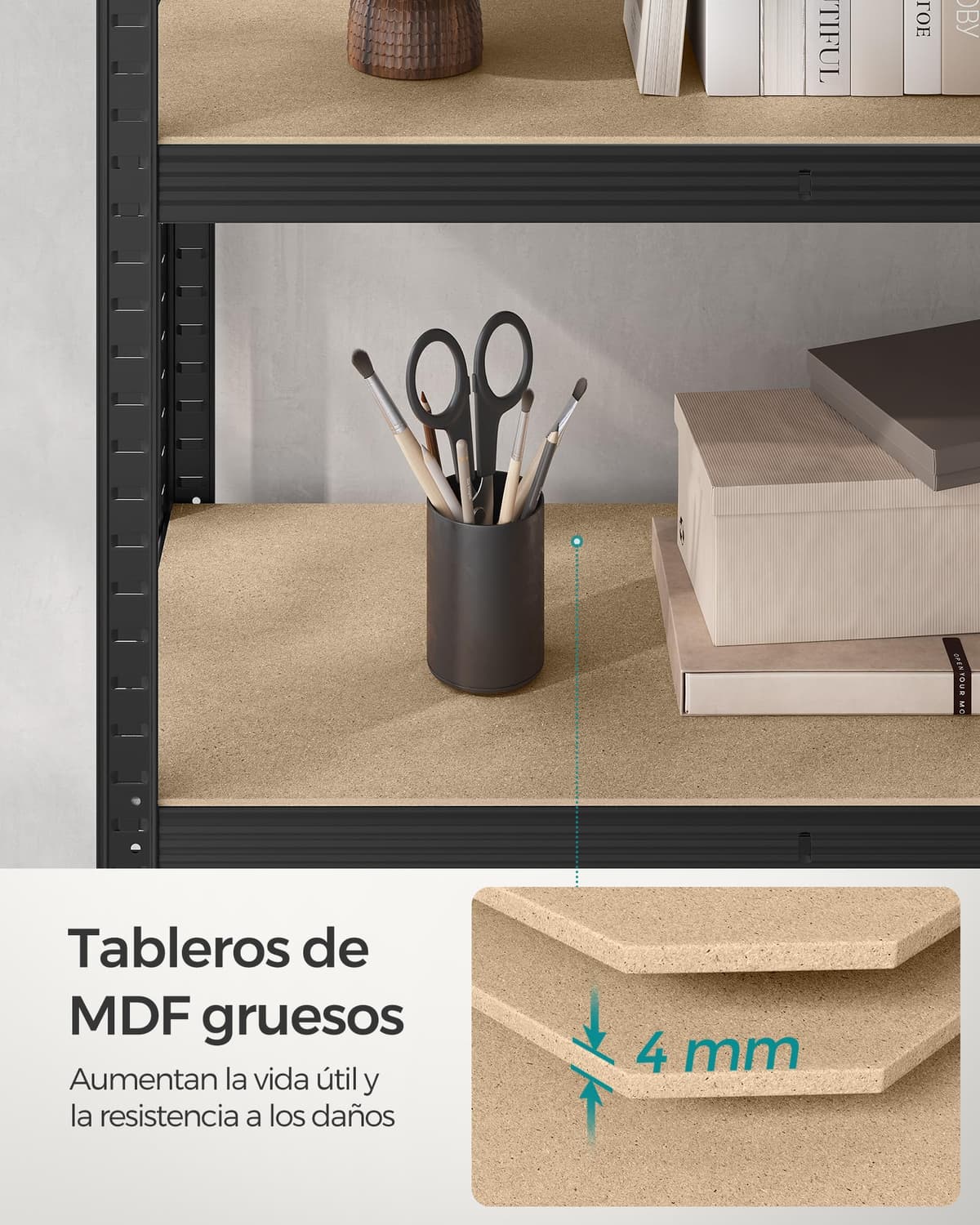 SONGMICS Estantería Pesada de 5 Niveles, Estantería de Acero, Montaje Rápido, Garaje, Almacén, Trastero, Carga de 600 kg, 50 x 100 x 200 cm, Negro GLR050B01 — view 8