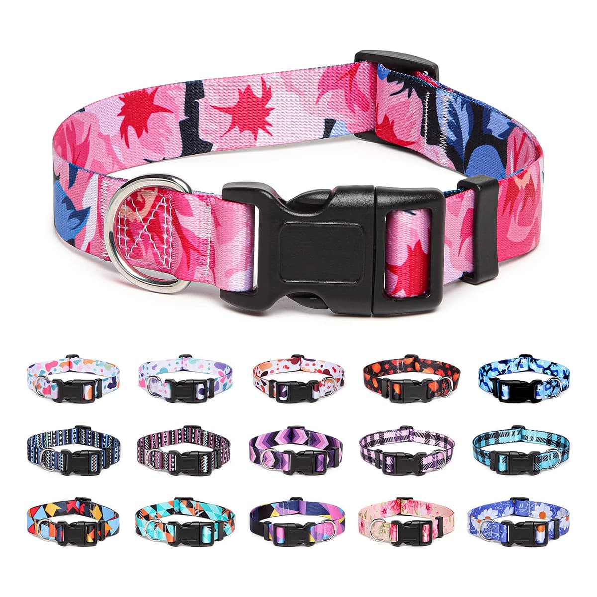 Adjustable Nylon Dog Collar with Patterns, Soft Comfy Pet Collar for Small Medium Large Dogs (S, Purple Plaid) — view 32