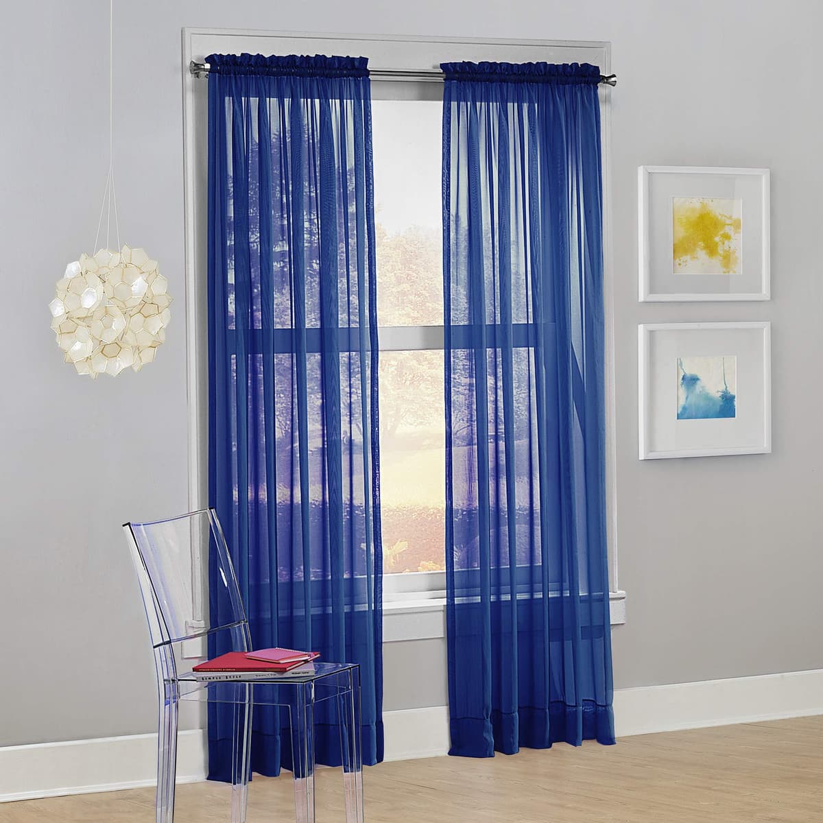 Megachest a pair of slot top voile curtains (Pure White, 56" wideX81 drop 2 Panels) — view 32