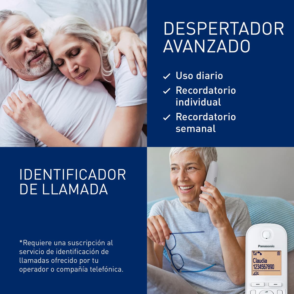 Panasonic KX-TGC210SPW Teléfono Inalámbrico Digital, Unidad Base y 1 Auriculares, Identificador y Bloqueo de Llamadas, Altavoz Manos Libres, Modo Ecológico, Reloj Despertador, Pantalla LCD, Blanco — view 5
