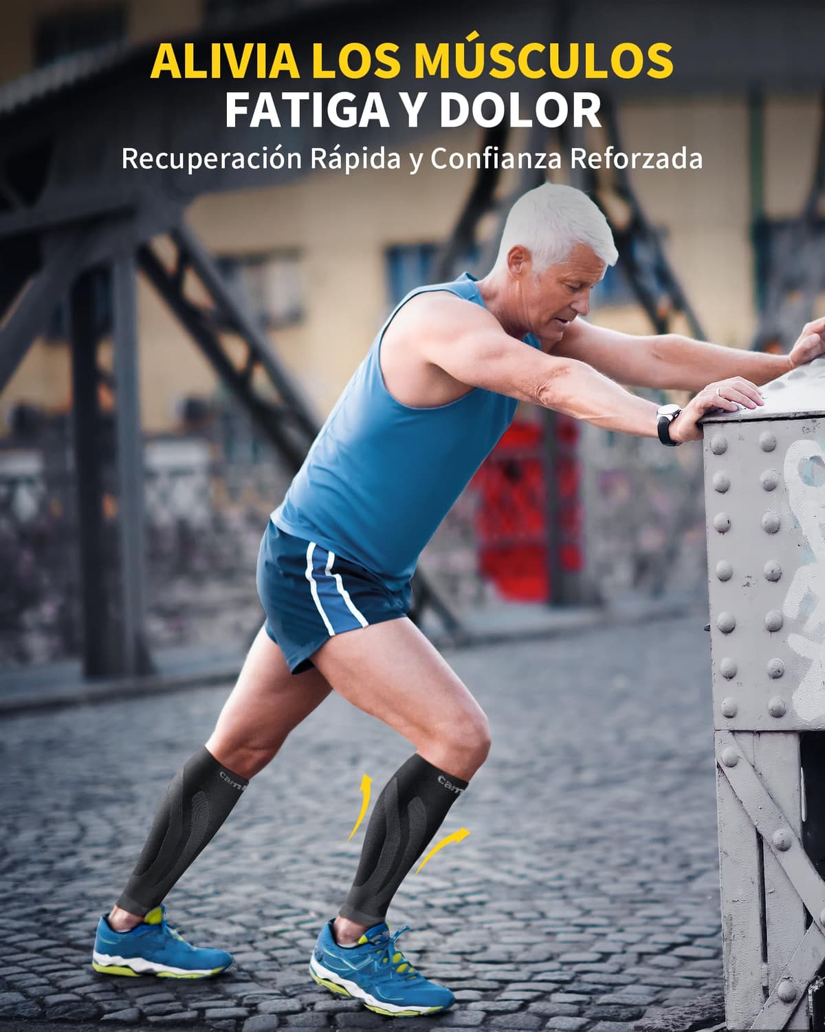 CAMBIVO Medias Compresivas 2 Pares, Calcetines Compresion Mujer Hombre, Mangas de Compresión para Deporte, Running, Ciclismo, Trabajo, Vuelo — view 8