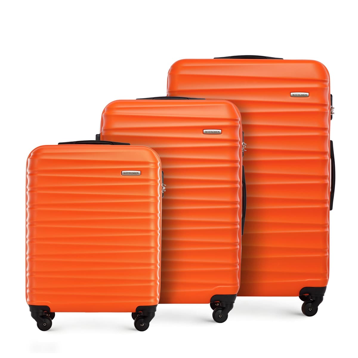 WITTCHEN Maleta Grande Trolley ABS rígido para facturación con 4 Ruedas giratorias Cerradura de combinación asa telescópica Groove Line Negro Ryanair/Vueling/Iberia/easyJet/Iberia Express — view 70