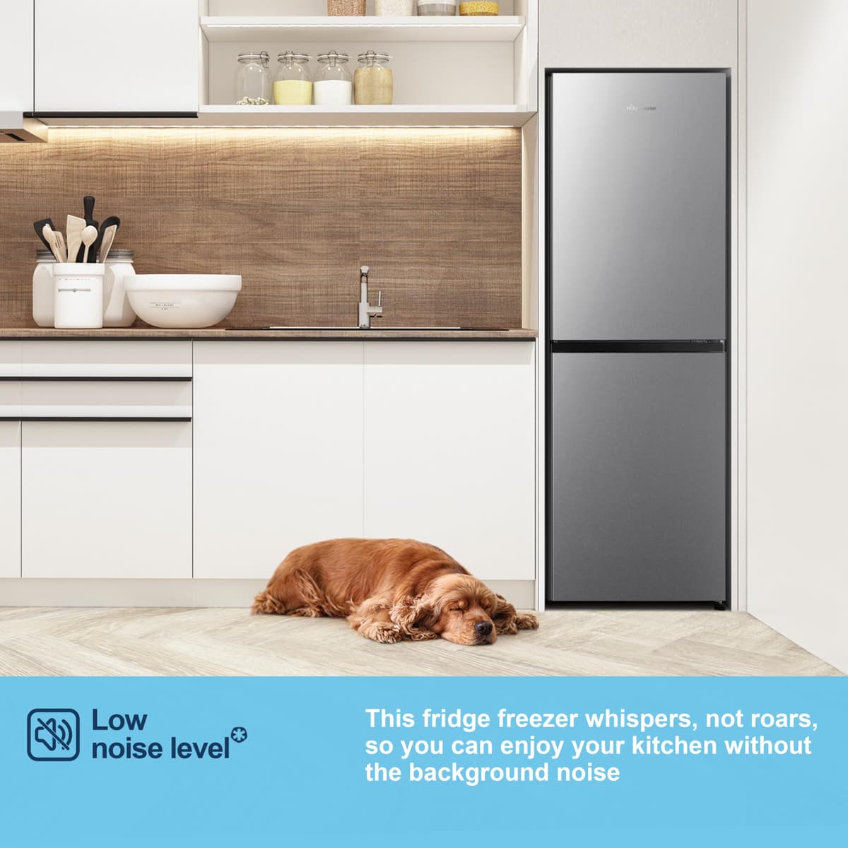 Fridgemaster MC55240ES 55cm Freestanding 252L 50/50 Fridge Freezer - LED Lighting, Silver - E Rated, H174.3 x W55.4 x D55.8 (cm) — view 10