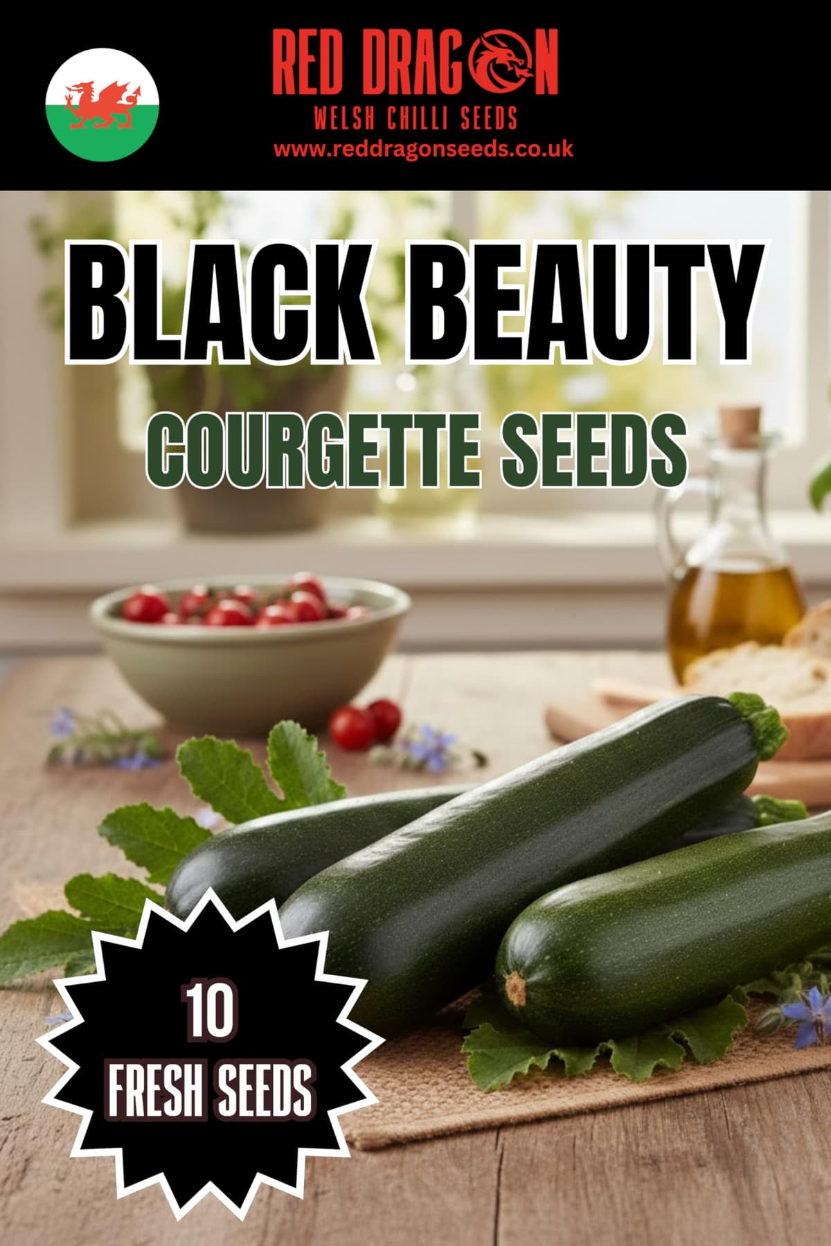 Black Beauty Courgette Seeds – Classic Dark Green Courgette – Heavy Cropping, Easy to Grow – Ideal for Gardens & Allotments
