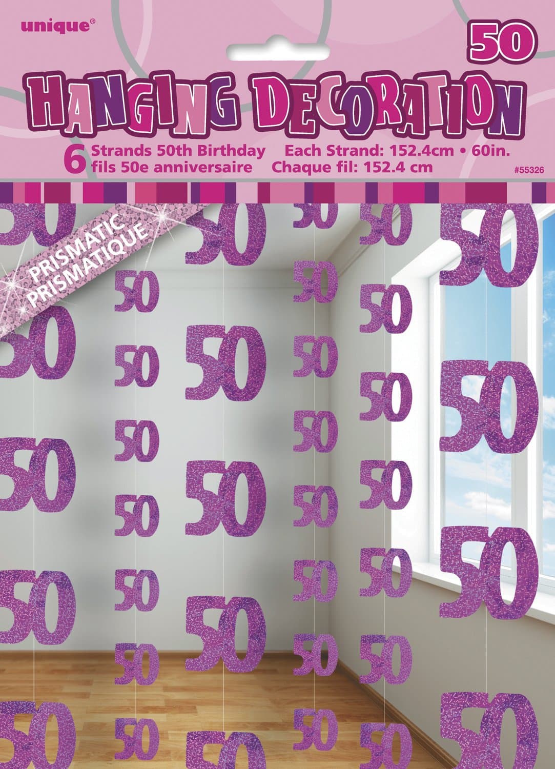 Unique Party 92068 - 9ft Foil Glitz Pink Happy 80th Birthday Banner — view 194