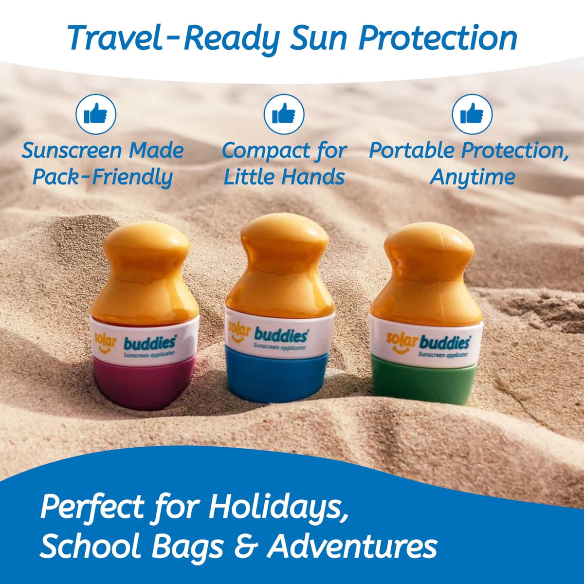 Solar Buddies Sunscreen Applicator - Single Pink - Refillable Roll on Sponge Sunscreen, Suncream & Lotion Applicator For Kids, Adults & Families - Holds 3.4fl oz, Perfect Size for Travel — view 6