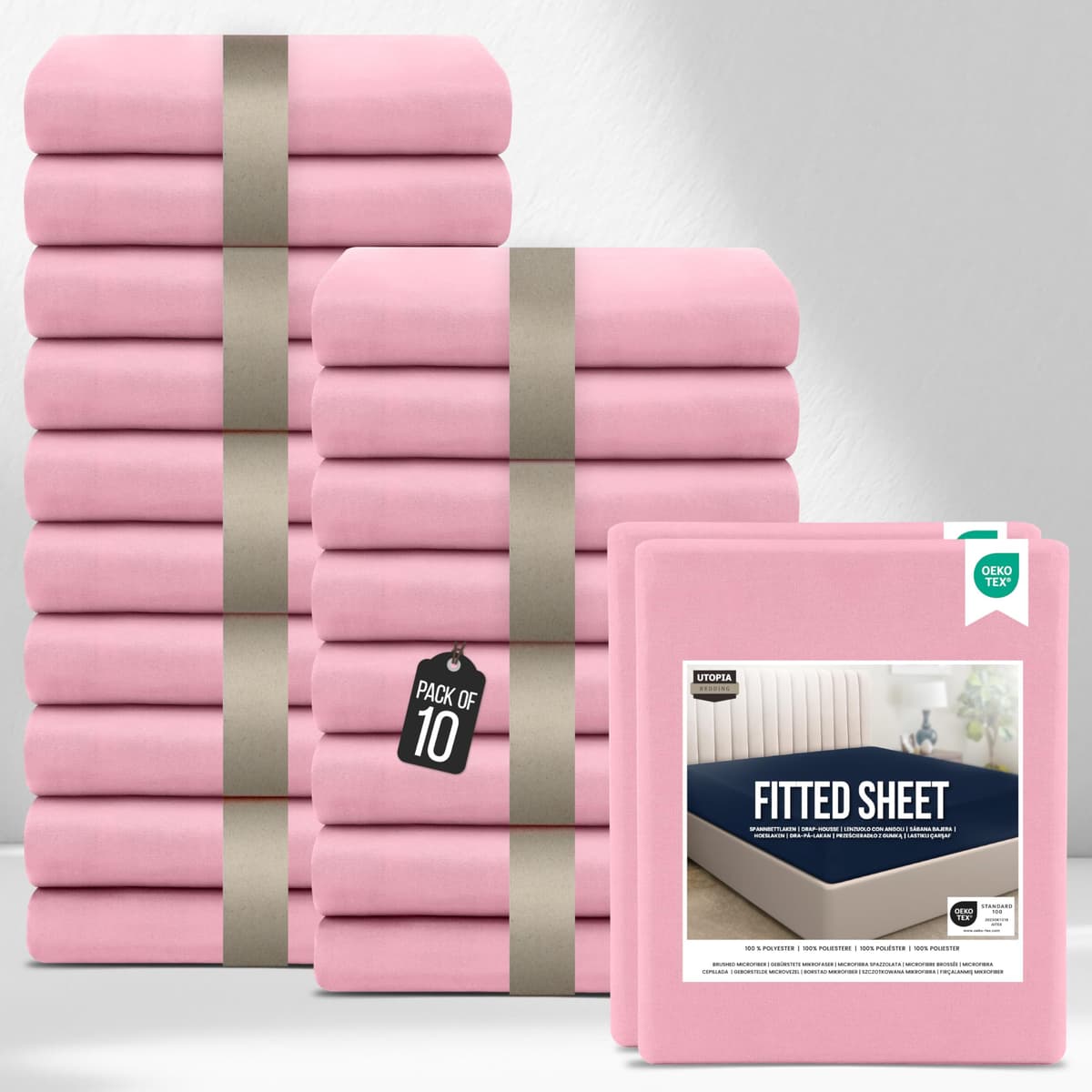 Utopia Bedding Fitted Sheet Single (2 Pack), White - Deep Pocket 14 inch (35 cm) - Oeko Tex Certified - Easy Care - Soft Brushed Microfibre Fabric - Shrinkage and Fade Resistant - Bottom Sheet — view 20