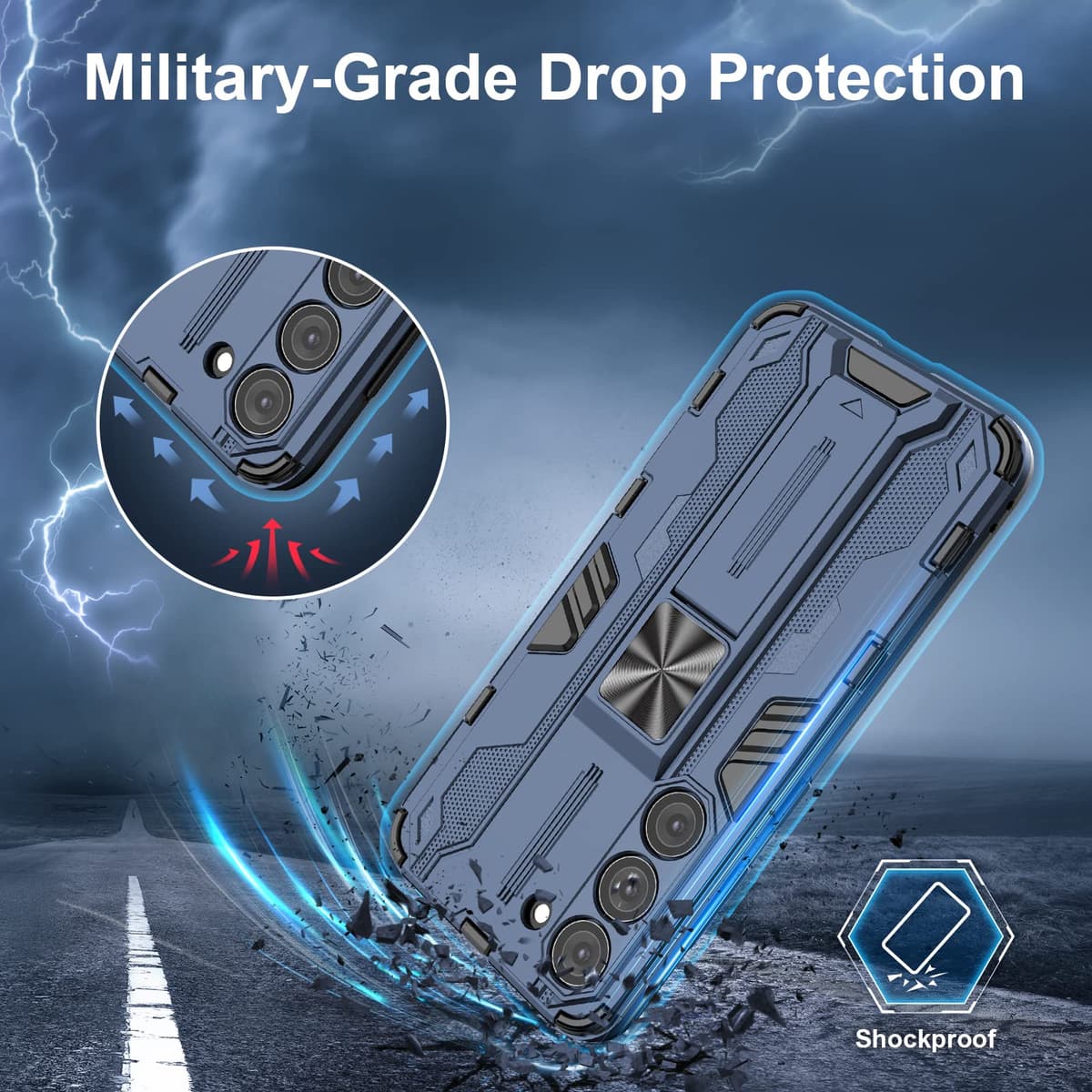 Funda para CMF Phone 2 Pro, Carcasa Antigolpes con Soporte anular metálico, Case Protectora de Grado Militar, Negro — view 1388