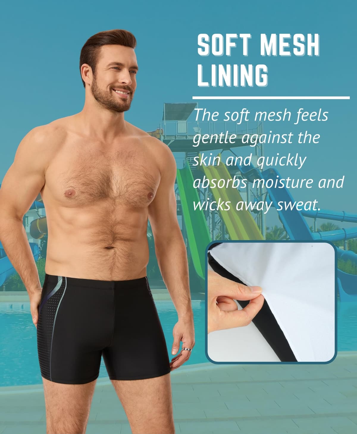 WHCREAT Bañador Hombre Natación Secado Rápido Bañadores Boxer con Cordón — view 4