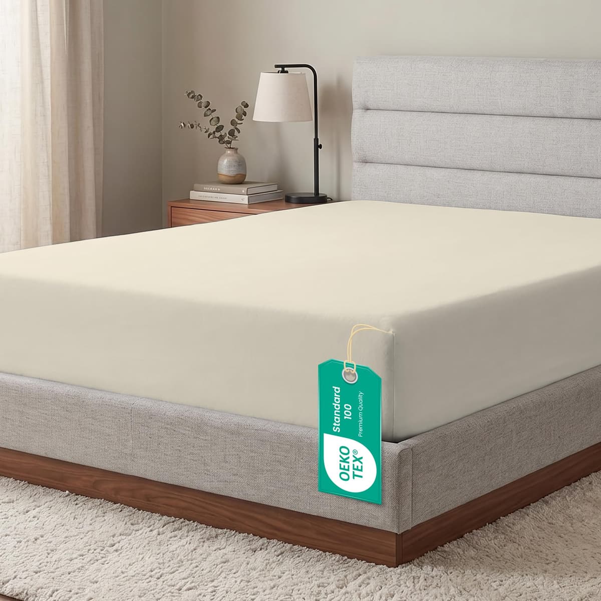 Linens World Egyptian Cotton Fitted Sheets King Size Breathable, Anti Wrinkle 30cm Deep Pocket 200 Thread Count Bed Sheets Bedding & Linen 152 X 200-CM White Bedding King Size Fitted Sheets — view 12