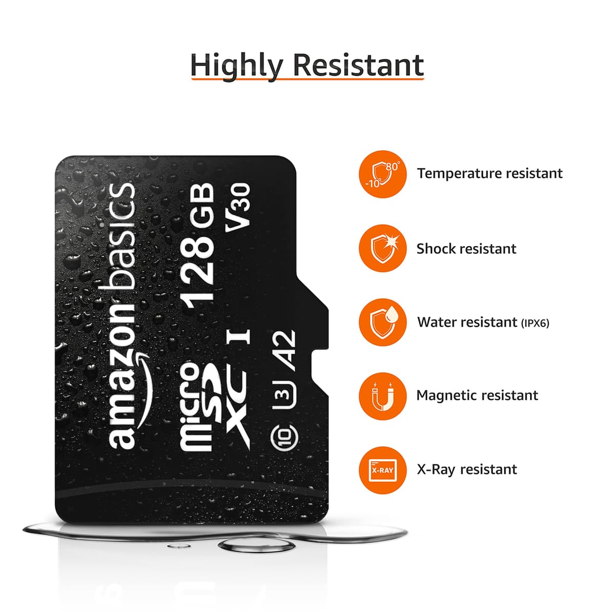 Amazon Basics microSDXC Memory Card with Full Size Adapter, A2, U3, Read Speed up to 100 MB/s, 128GB, Black — view 4