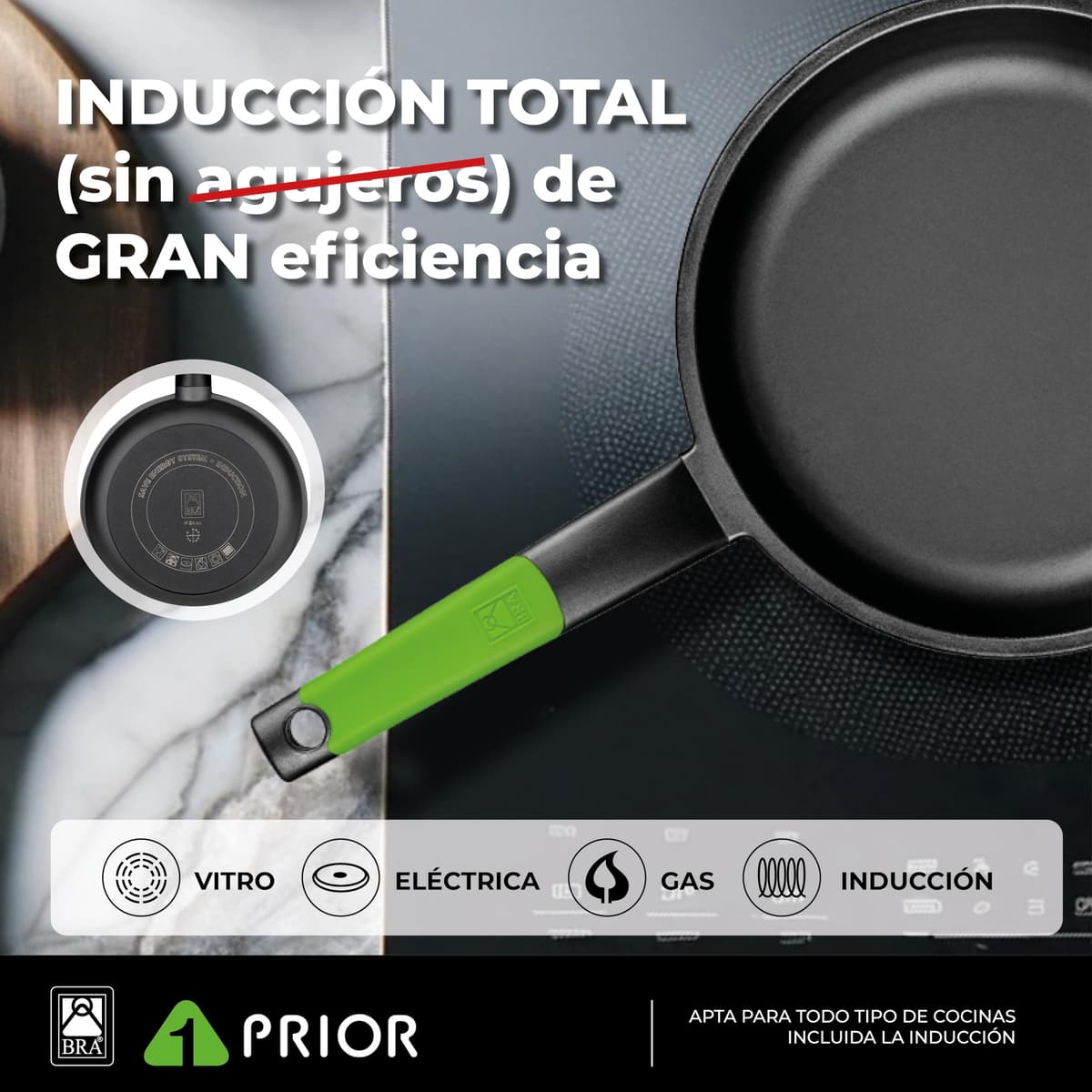 BRA Prior Sartén, 20 cm, aluminio fundido con antiadherente, apto para todo tipo de cocinas incluida inducción — view 3