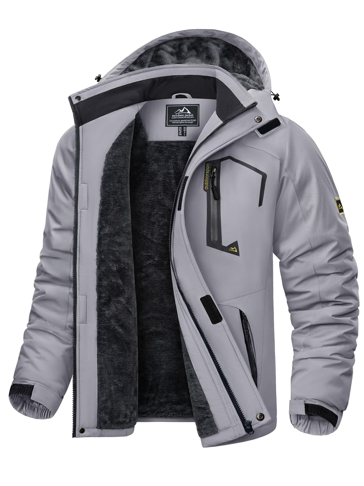 KEFITEVD Hombre Impermeables Lana Chaquetas Impermeables Esquí Cálidos Invierno Abrigos Térmicos Exteriores Abrigos con Capucha Desmontable — view 17