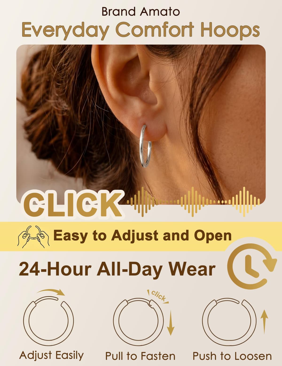 MILACOLATO Pequeños Pendientes de Aro de Plata/Oro para Mujer Hombre Hipoalergénico 316L Acero Quirúrgico Cartílago Tragus Helix Sleeper Pendientes de Aros con Bisagras 16G Piercing en la nariz — view 3