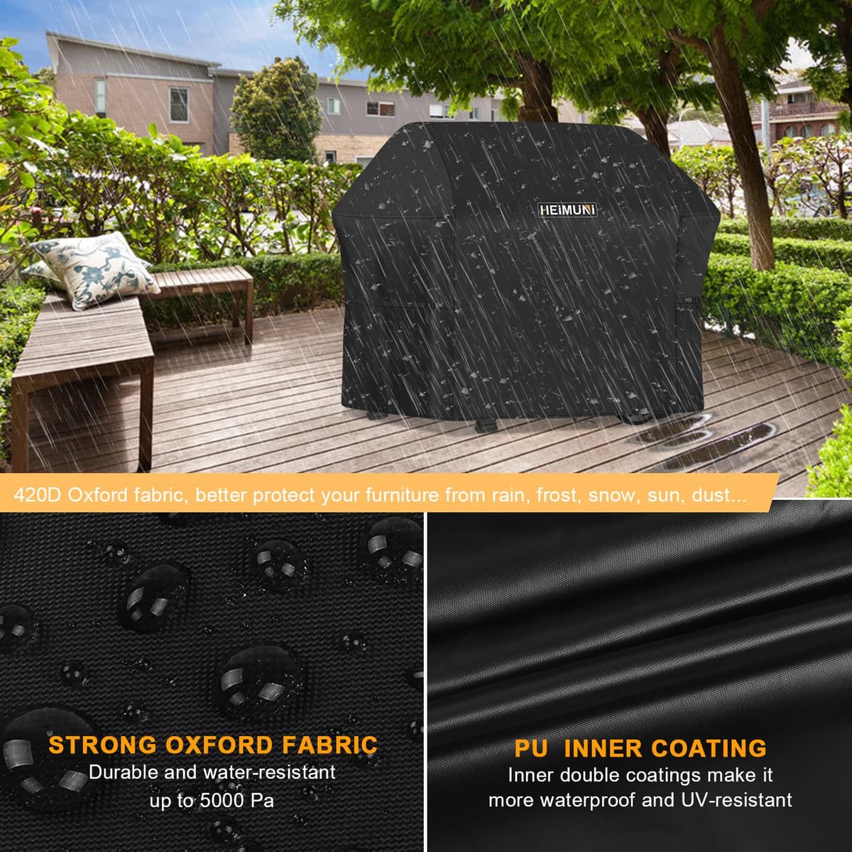 Funda Barbacoa Exterior, Funda Barbacoa para Weber Spirit 200 Serie, Funda Parrilla Exterior Impermeable Cubierta de Barbacoa para Weber Spirit II 200 Series, Spirit II E210 (125x46x110cm) — view 5