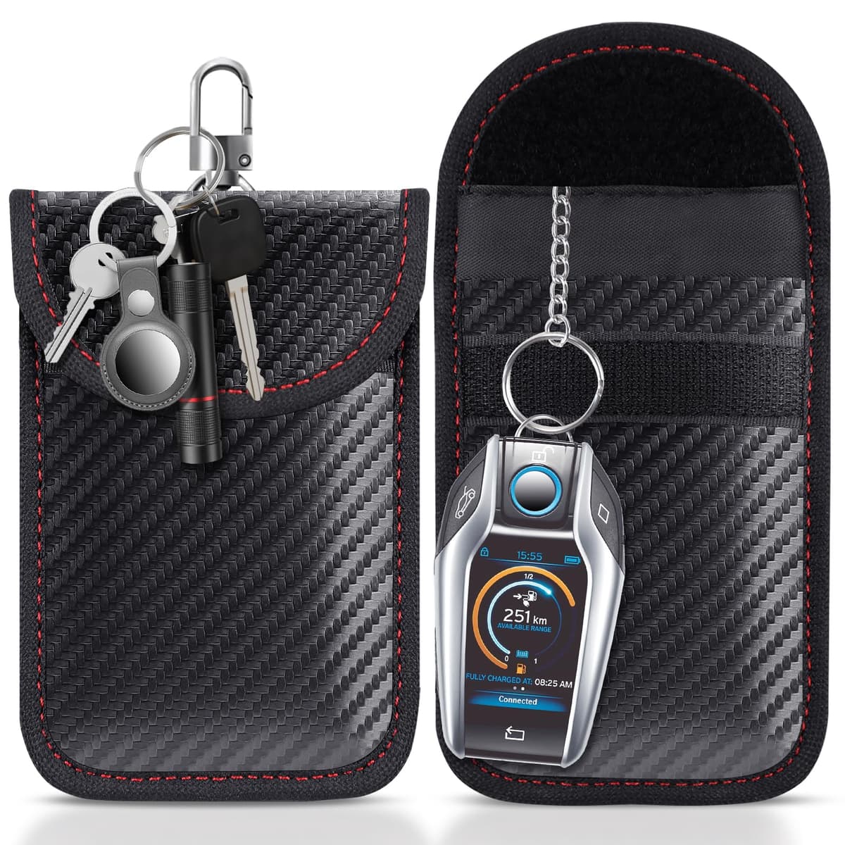 lanpard Faraday Pouch for car Keys, 2 Pack Faraday Bag, Key Signal Blocking Pouch, RFID Blocker for Keyless Entry Remote, Anti-Theft Remote Entry Keyless Protect Black,M