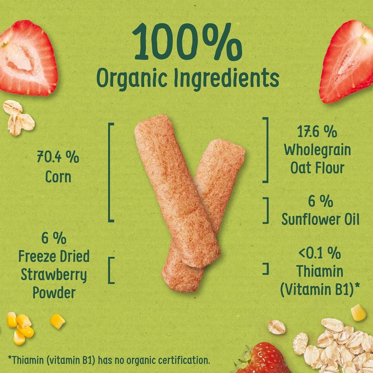 Organix Strawberry Weaning Wands, Organic Baby Snack, 6+ Months, Vegan, 25 g (Pack of 5) — view 3