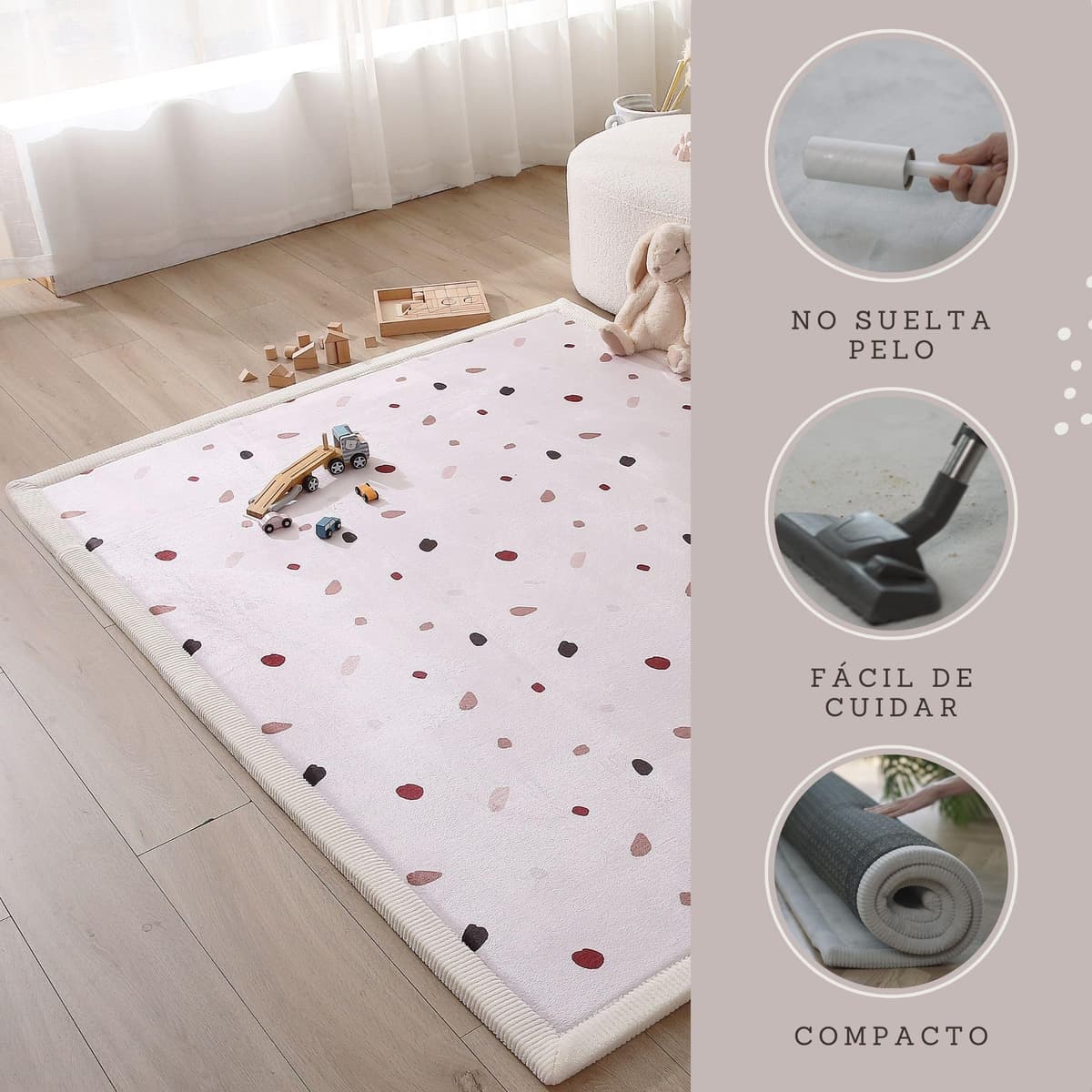 Hakuna Matte Colchoneta Manta Juegos Bebe 200x150x2,5cm, Confeti – Tapete Infantil con Memory Foam Manta de Juegos Bebe Antideslizante, Tatami Bebe, Suelos Infantiles — view 4